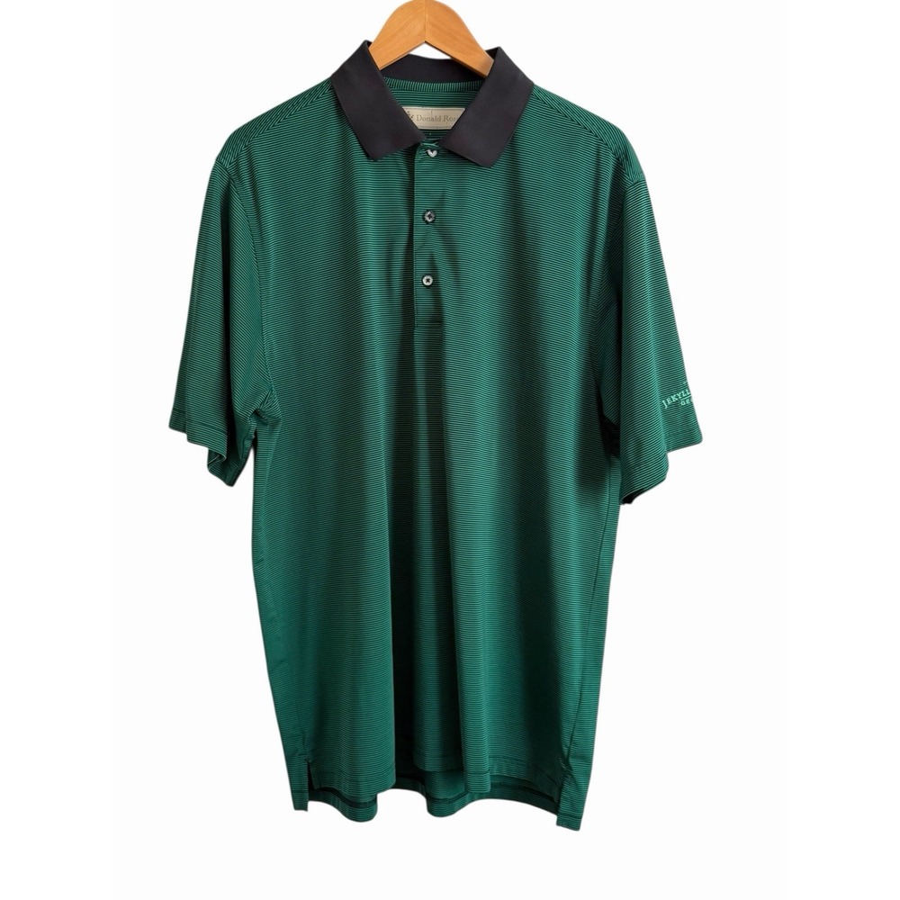 Donald‎ Ross Sportswear Polo Mens L Golf Performance Green Stripe Jekyll Island